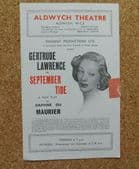 September Tide theatre programme 1948 play Daphne du Maurier Gertrude Lawrence